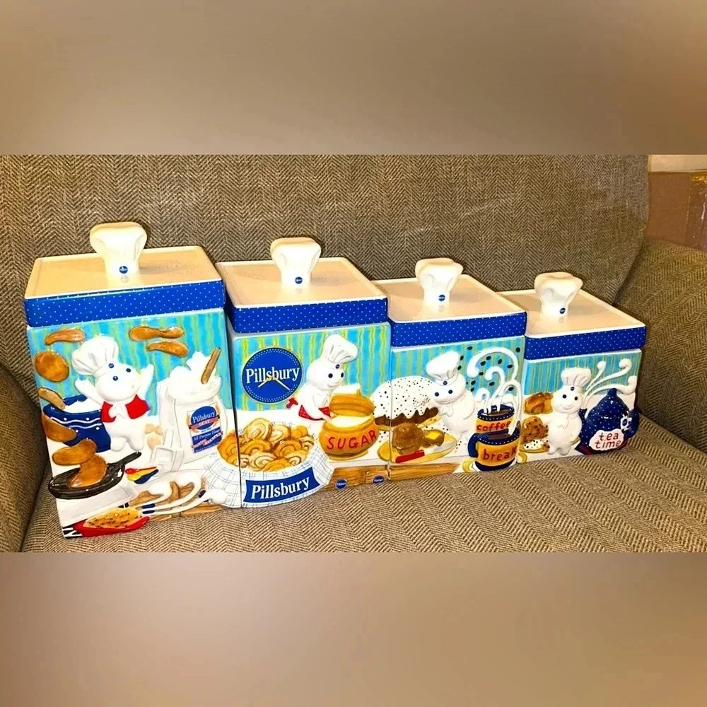 VTG The Pillsbury Doughboy/Danbury Mint 2000 Complete Canister Set Collection - Picture 2 of 15